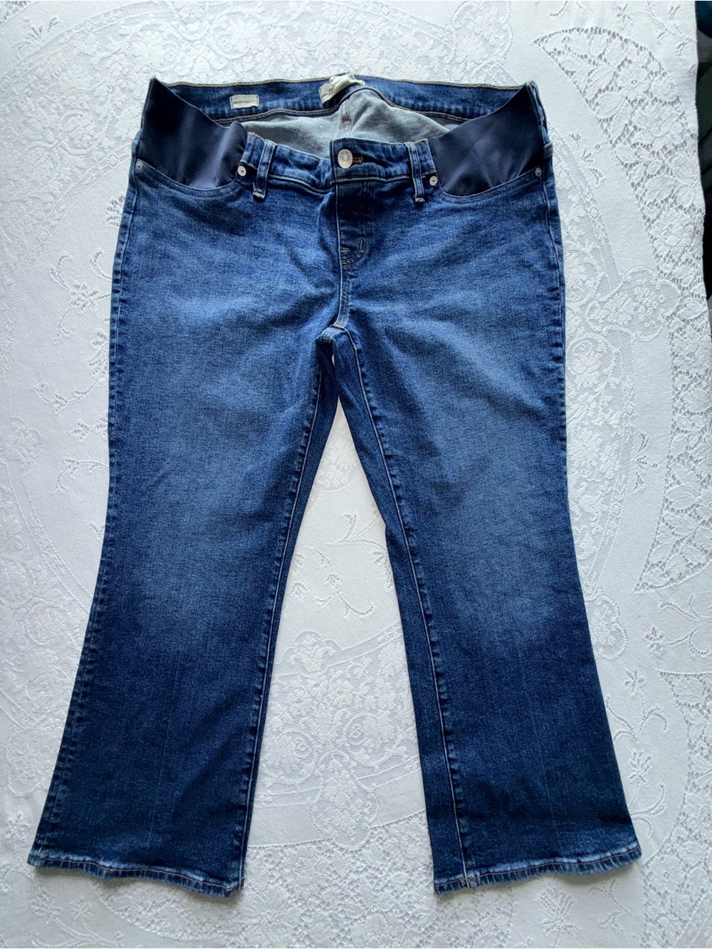 Madewell woman’s Maternity Kick Out Bootcut Jeans Blue Denim Size 33